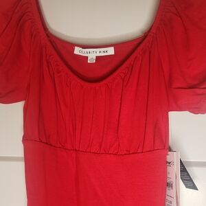 Celebrity Pink Red Ruched Blouse